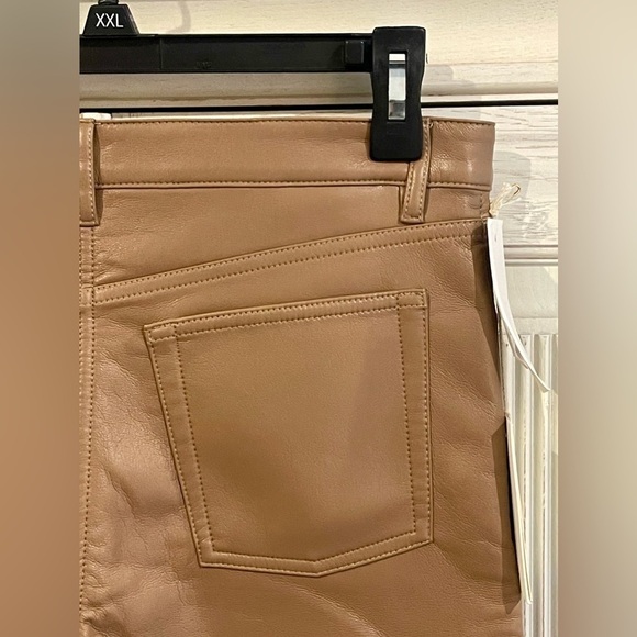 ARITZIA WILFRED Melina Low Rise Vegan Leather Pants in Constant Camel - Picture 8 of 15